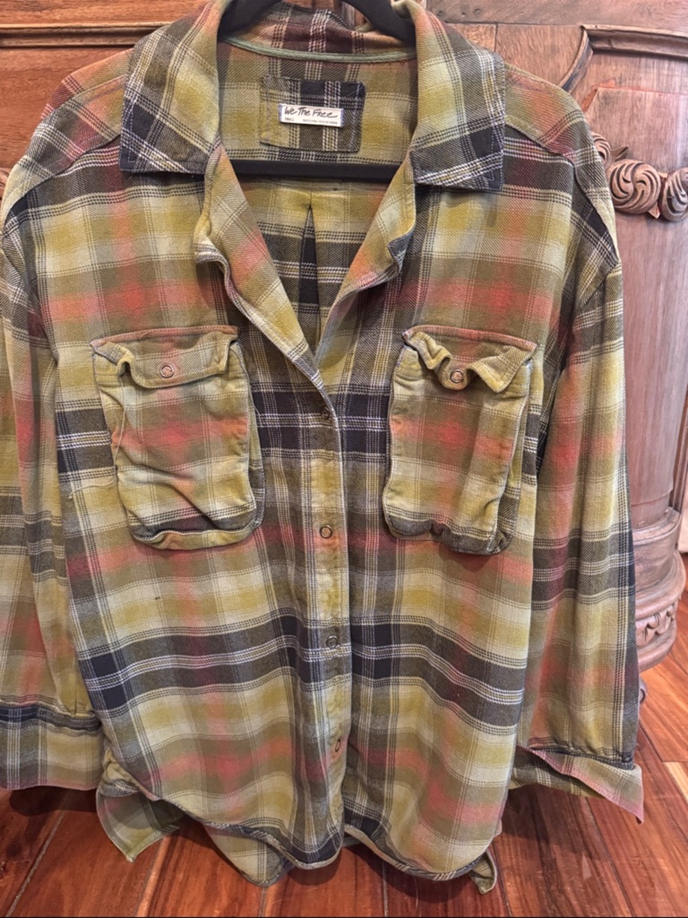 We The Free Plaid Shirt in Olive, Rust & Black